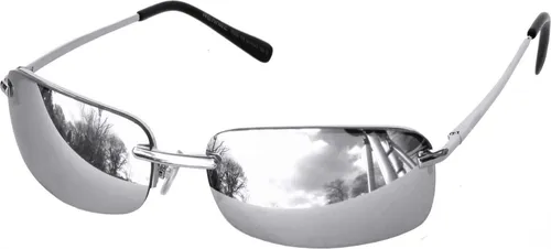 Sonnenbrille Schmal Silber Verspiegelt eckig Rechteckig Matrix Neo Design Edelstahl Brille Damen Herren Festivalbrille mit Federgelenke