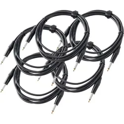Pronomic Stage INST-3 Instrumentenkabel Klinke 3m schwarz 5x Set - Hochwertige 3m Gitarren- und Instrumentenkabel mit 6,3 mm Klinkensteckern. Perfekte Signalübertragung und robuste Verarbeitung, ideal für Musiker. 5er Set für den optimalen Einsatz.