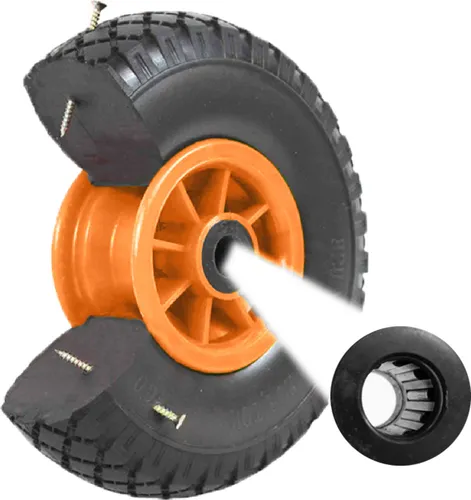 Sackkarrenrad PolyurethanRad 260x85 mm 3.00-4 75 mm zentrierte Nabe Ø 20 mm orange Vollgummi Bollerwagen