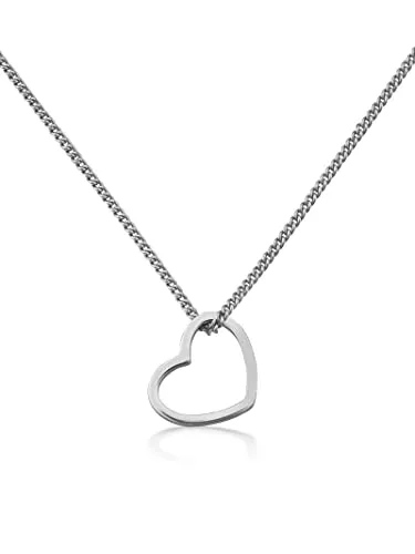 modabilé Halskette Damen Herz-Anhänger 925er Sterling Silber Herzkette (Anhänger 1,6cm breit Kette 45cm-50cm) Silberkette Rhodiniert Kettenanhänger