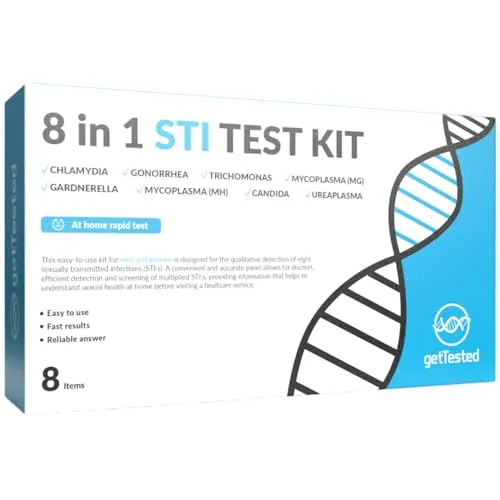 GetTested 8 in 1 STI Test-Kit Schnelltest für Zuhause - Praktisches 8-in-1 STI Test-Kit für Männer und Frauen. Schnelle Ergebnisse in nur 15 Minuten für die sexuelle Gesundheitsvorsorge. Diskrete Verpackung für maximale Privatsphäre.