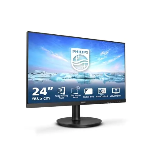 PHILIPS 241V8L - 24 Zoll FHD Monitor, Flicker Free und Low Blue Mode für optimalen Sehkomfort, HDMI und VGA Anschlüsse
