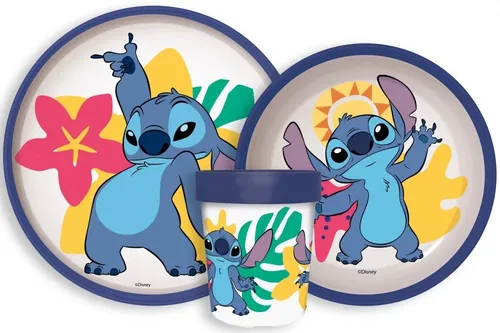 Lilo & Stitch Frühstücksset Geschirr Kindergarten Besteckset Rutschfest 260ml