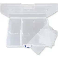 Kopper-24 Aufbewahrungsbox Sortierkasten Perlen Box, transpartent, 16,5 x 12 x 5,8 cm, 6 Fächer weiß 9 - 16,5 x 12 x 5,8 cm, 6 Fächer