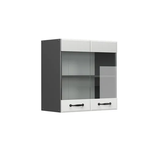 Vicco Glashängeschrank R-Line, Weiß Landhaus/Anthrazit, 60 cm