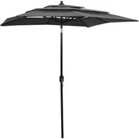 furnicato Sonnenschirm mit Aluminium-Mast 3-lagig Anthrazit 2x2 m - Der 3-lagige furnicato Sonnenschirm bietet optimalen UV-Schutz und ist ideal für Terrasse oder Garten. Mit stabilem Aluminium-Mast und praktischer Kurbel ist er einfach zu handhaben und flexibel einsetzbar.