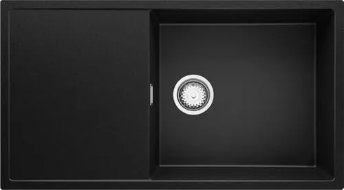 PRIMAGRAN Spülbecken Schwarz 90x50cm - Ibiza S034 mit Abfluss-Set - 1 Becken Spüle, kratzfest und langlebig, ideal für Unterschränke ab 60cm, mit großzügigem Becken für komfortables Spülen von großen Küchenutensilien.