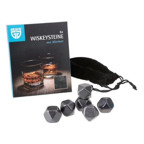 GRÄWE Whiskey-Steine Whisky-Kühlsteine aus Marmor, 6 Stück im Beutel