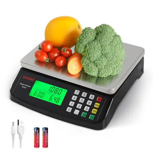KNSWE Küchenwaage Digital Groß 40kg 1g waage küche Edelstahl 5 Maßeinheiten