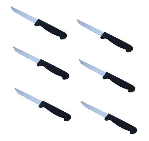 Steakmesser schwarzer Kunststoffgriff - 6 Stück - Schnitzelmesser Schneidemesser