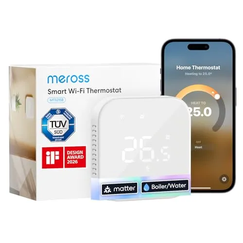 Meross Thermostat Matter Heizungsthermostat Heizung Smart Digital WLAN Raumthermostat für Fußbodenheizung & Boiler, Intelligente Wandthermostat kompatibel mit Alexa, Siri & Google, Home Assistant