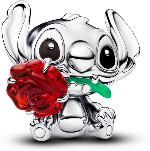 PANDORA Moments Disney Stitch Charm aus Sterling-Silber in rot von Pandora