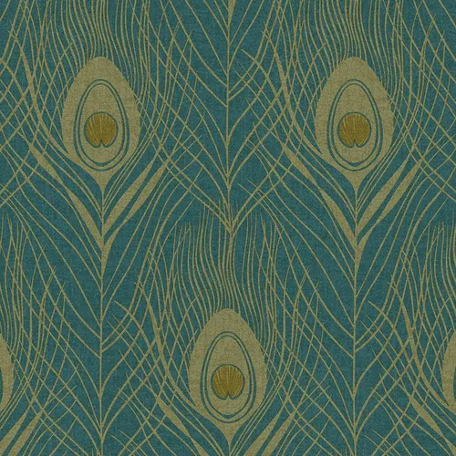 AS Creation Absolut Chic Pfauenfeder Blau AS369712 Tapete in blau von A.S. Création