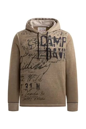 Camp David Herren Leichter Hoodie mit Ausbrenner-Effekten - Sweatshirts für Herren, stylischer Relaxed Fit und einzigartiges Artwork für einen modernen Look