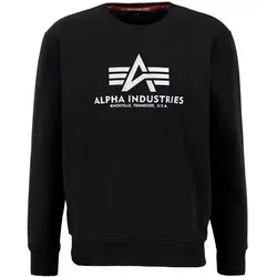 Alpha Industries Basic Sweater Carbon Schwarz/Silber 3XL - Herren-Sweatshirts im Casual Style mit großem Alpha Logo, aus 80% Baumwolle und 20% Polyester für hohen Tragekomfort.