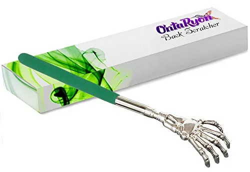 OntaRyon Teleskop Rückenkratzer | Neuheits Geschenk für Männer und Frauen | Edelstahl Ausziehbar Körper Massage Werkzeug | Kleine Strumpffüller | Ungewöhnlicher und Lustiger Massager | Back Scratcher