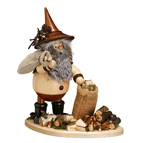 Drechselwerkstatt Uhlig DWU Räuchermann | Astsammler 26 cm - Weihnachtlicher Zierschmuck, handgefertigt aus dem Erzgebirge, perfekt für stimmungsvolle Weihnachtsdekoration.