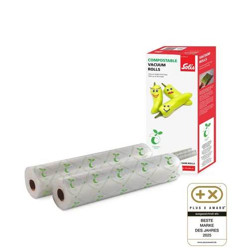SOLIS OF SWITZERLAND Vakuumier-Folienrollen ECO S0166 - 2 Rollen, 30x600 cm, umweltfreundlich und mehrfach verwendbar, ideal für Sous Vide und Gefrierschrank
