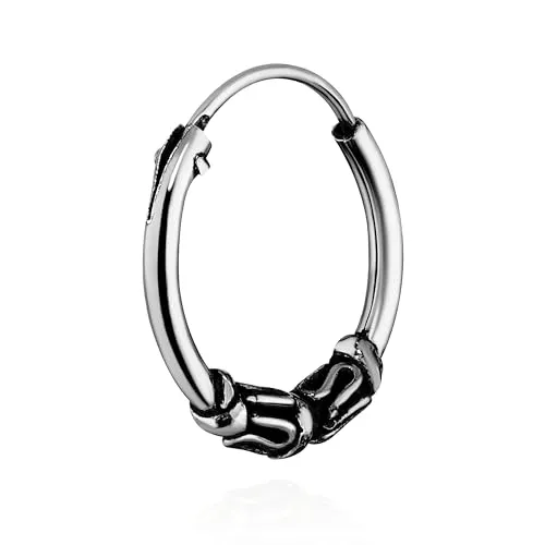 NKlaus Einzel 925 STERLING SILBER Keltische Celtic Gothic Creole 12mm 7223