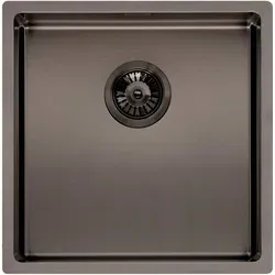 Reginox MIAMI 40X40 GUN METAL Spülbecken - Elegantes integriertes Edelstahl-Spülbecken in Anthrazit, ideal für moderne Küchen, mit kompakten Maßen 440x440mm für optimale Raumnutzung.