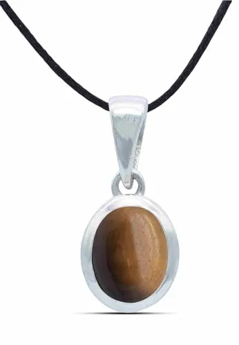 mantraroma Kettenanhänger 925 Silber mit Tigerauge - Eleganter Damenanhänger aus 925 Sterlingsilber mit einzigartigem Tigerauge-Edelstein, der jedem Outfit einen Hauch von Luxus verleiht. Perfekt als Geschenk oder für besondere Anlässe.