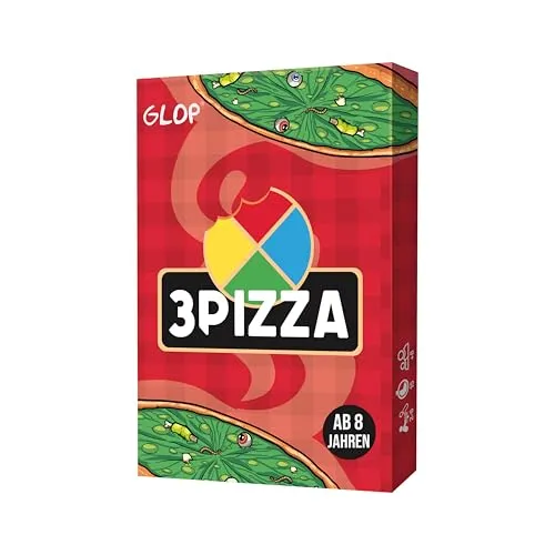 Glop 3Pizza – Lustiges Kartenspiel & Gesellschaftsspiel | Familienspiele & Partyspiele für Erwachsene & Kinder | 2–6 Spieler | Ab 8 Jahren | 10-15 Minuten | Geschenkidee zu Weihnachten | Deutsch