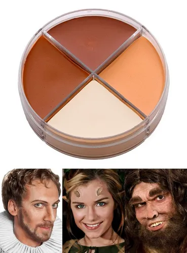 Maskworld Theaterschminke Make-up Schminke helle Töne - Fasching Halloween, Vier farben für professionelles Schminken