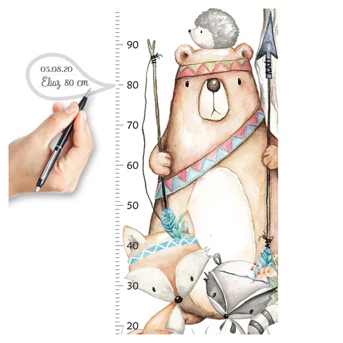 Wandsticker Kinderzimmer Tiere Messlatte Wandtattoo Schlafzimmer Baby Bär DL547