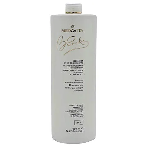 Medavita Ice Blonde Enhancing Shampoo 1250ml - Shampoo für blondes Haar, verstärkt kühle Töne und sorgt für strahlenden Glanz. Ideal für die Pflege und Farbauffrischung von blonden Strähnen.