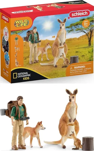 schleich 42623 Outback Abenteuer (NatGeo) - WILD LIFE Spielset für Kinder ab 3 Jahren, mit Ranger Tom, Dingo und Känguru-Mutter für aufregende Entdeckungstouren im Outback