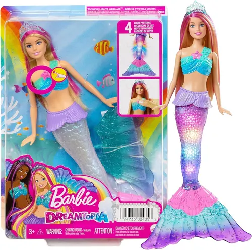 Barbie Dreamtopia Zauberlicht Meerjungfrau Puppe - Fantastische Lichtershow mit schimmernden Regenbogenflossen, ideales Geschenk für Kinder ab 3 Jahren