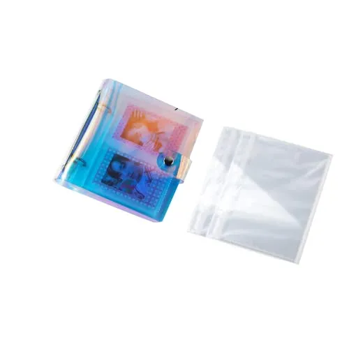 Mini Fotoalbum mit 100-Taschen, wasserdichter Taschenfotohalter für loses Blatt, Bilderrahmen-Set, Fototasche für Fotos oder Namenskarte, Geldbörsengröße mit Nachfüllbar (10 x 15 cm, blau Farbe)