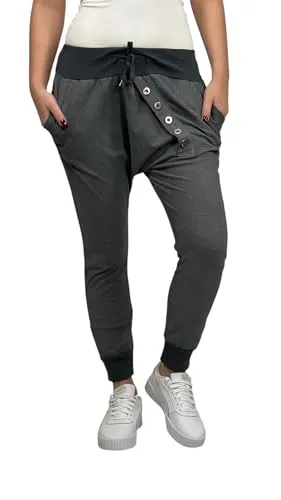 Mississhop 131 Damen Sweatpants - Bequeme Boyfriend Jogginghose Dunkelgrau - Damen-Hosen: Lässige Boyfriend Sweatpants aus Baumwolle mit elastischem Gummibund und stylischen Details. Perfekt für Freizeit, Sport oder elegante Looks!