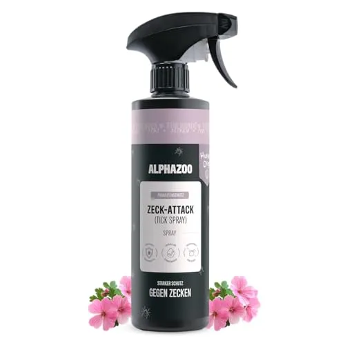 alphazoo Zeck-Attack Anti Zecken Spray für Hunde 500ml I Natürliches Mittel gegen Zecken mit Sofortwirkung I Langzeit Zecken Schutz
