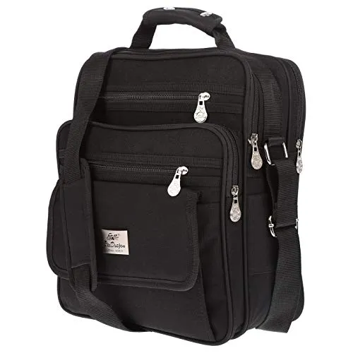 Christian Wippermann Umhängetasche L - Herren-Schultertasche, hochwertiger Flugbegleiter mit zwei großen Hauptfächern und verstellbarem Trageriemen – ideal für Arbeit, Uni und Reisen.
