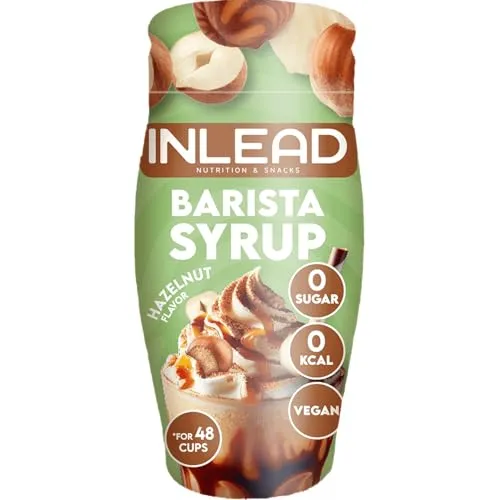 INLEAD - Barista Syrup | Kaffee Sirup für Latte, Cappuccino & Iced Coffee | 0 Zucker & 0 kcal im zubereiteten Getränk | Ergiebiger Geschmack für Hot & Iced Drinks - 65ml (Hazelnut - Haselnuss)