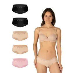 Elsie Panty mit Spitze Unterhosen Damen Slip - Stretch Baumwolle (Packung, 5-St., 5er-Packung) unsichtbar unter deiner Kleidung - Frauen Unterwäsche Hipster Short bunt|rosa|schwarz XL
