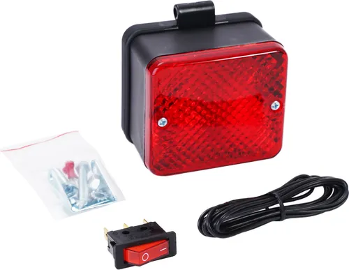 Nebelschlussleuchte 12V mit Halterung + Schalter - Zusatzscheinwerfer für mehr Sicherheit im Straßenverkehr, inklusive Leuchtmittel, Ein-/Ausschalter und Montagezubehör für einfache Installation.