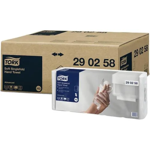 Tork Falthandtücher Advanced H3, 2-lagig, 25x23 cm - Papierhandtuchspender mit 5x250 Blatt, EU Ecolabel zertifiziert für Nachhaltigkeit, ideal für Waschräume mit niedriger bis mittlerer Besucherzahl.