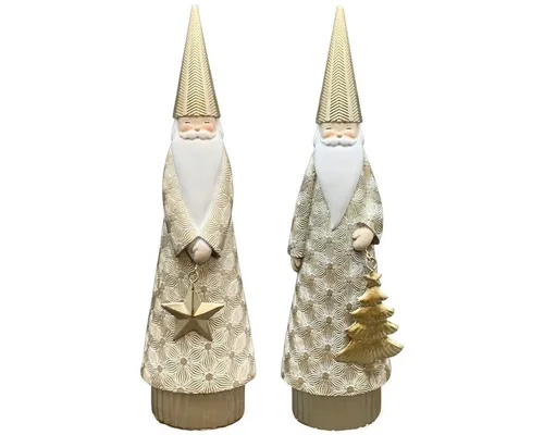 matches21 HOME & HOBBY Dekofigur Elegante Weihnachtsmann-Figuren, Stern & Baum, Gold 31 cm (2 St), Moderne Weihnachtsdeko aus Polyresin für innen & außen