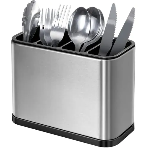 OriwarE Besteckhalter 4 Teilig für Küche Esszimmer Abtropfschale Besteckkasten für Küchenutensilien Besteckorganizer Caddy Halter Spülbereich Rost und Kratzerfreies Edelstahl Anti-Rutsch