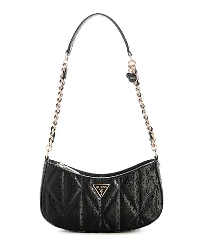 Guess Aldina G-Shine Schultertasche schwarz HWGG9663170-BLA - Handtaschen aus hochwertigem Lederimitat, stilvolles Design mit glänzenden Akzenten für einen eleganten Look.