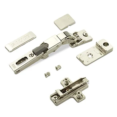 Salice Universalscharnier Push Open für dünne Türen ab 8 mm Stärke 110° inkl. Kreuz-Montageplatte Höhe 3 mm mit Euroschrauben, Exzenterverstellung, Schrankscharnier mit 3-D Einstellung 2 x