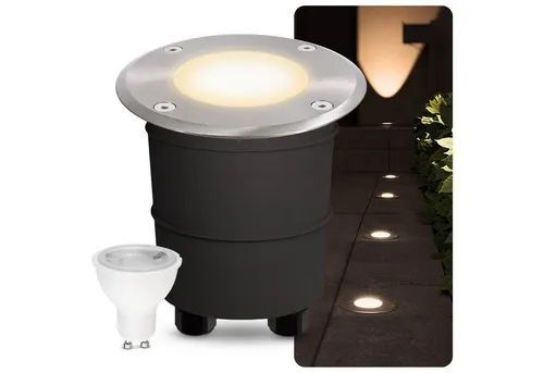 SSC-LUXon LED Gartenstrahler MARNE, 7W, Warmweiß - Strahler für den Außenbereich, rostfrei und dimmbar. Ideal für Terrassenbeleuchtung mit energieeffizienter LED-Technik und eleganter gebürsteter Edelstahloptik.