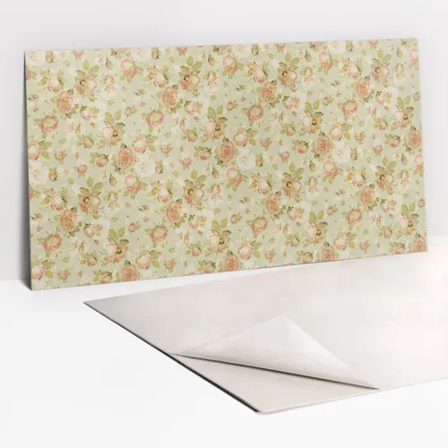 Selbstklebende PVC-Platte für Wand Boden 100x50 Rosenblüten