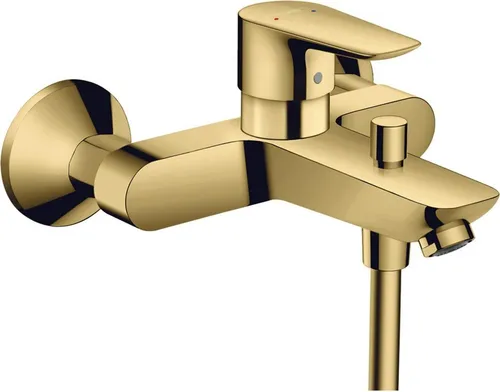 hansgrohe Wannenarmatur Talis E - Polished Gold Optik - Luxuriöse Aufputz-Armatur für die Badewanne mit Duschkopfanschluss, 17 l/min Durchfluss und temperaturbegrenzender Sicherheit für ein unbeschwertes Badevergnügen.