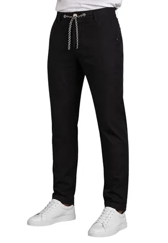 Indicode Herren Stoffhosen (S-5XL) Regular Fit Leinenhosen - 55% Leinen, 45% Baumwolle, Leichte, Atmungsaktive Hosen Männer - B798 Schwarz Small