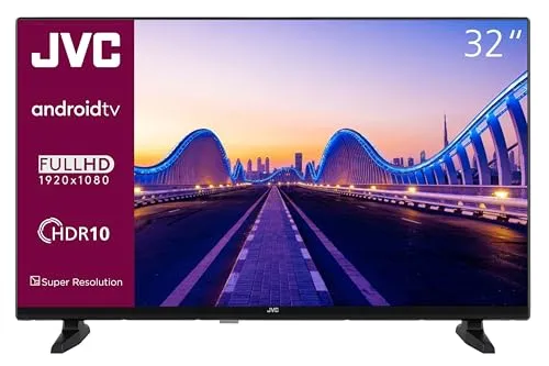 JVC 32 Zoll Android TV - HD-Ready Smart TV mit HDR und Triple-Tuner - Fernseher mit 32 Zoll Bildschirmdiagonale, HDR10 für beeindruckende Bildqualität und Zugriff auf unzählige Apps über den Google Play Store für grenzenlosen Entertainment-Spaß.