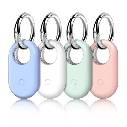 LETREEN Hülle für Samsung Galaxy SmartTag2 mit Schlüsselanhänger, 4er Pack | Silikon Anti-Kratz Tragbar Locator Tracker Hülle mit Keyring Anhänger für Samsung Galaxy Smarttag 2 Case