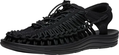 Keen Uneek Sandalen für Herren - Schwarz (43) - Wanderschuhe mit innovativer Zwei-Kabel-Konstruktion für perfekte Passform und Bewegungsfreiheit. Ideal für Strand und Freizeit, ausgestattet mit abriebfester Gummi-Außensohle und Cleansport NXTâ?¢ für natürliche Geruchskontrolle.